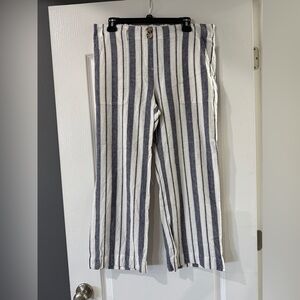 PROSECCO Trousers Linen Rayon Pants Wide‎ Leg High Stretch Waist Pull On Sz 14